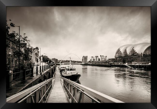 Newcastle Quayside Sepia Framed Print by Tim Hill