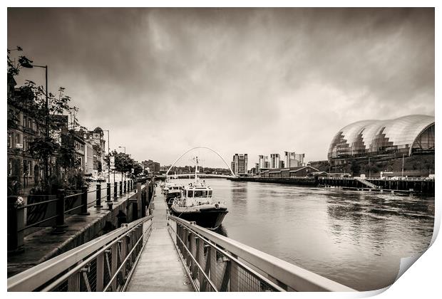 Newcastle Quayside Sepia Print by Tim Hill