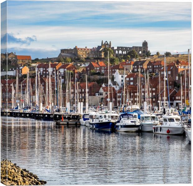 River Esk Yachting Marina to Whitby Abbey Canvas Print by Tim Hill