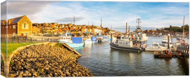 Hazy Sunrise, River Esk, Whitby Canvas Print by Tim Hill