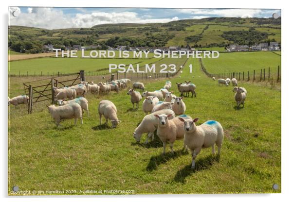 THE LORD IS MY SHEPHERD bible verse on Landscape Acrylic by jim Hamilton