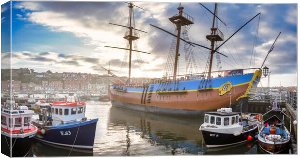 The Iconic HMS Endeavour at Whitby Canvas Print by Tim Hill