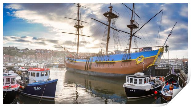 The Iconic HMS Endeavour at Whitby Print by Tim Hill