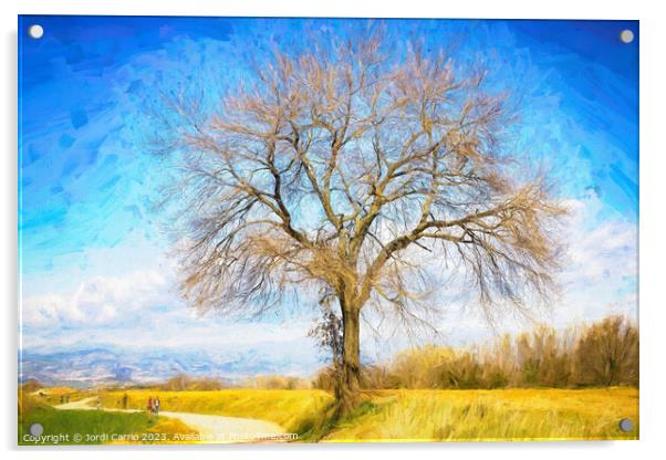 A tree on the road - CR2103-4772-OIL Acrylic by Jordi Carrio