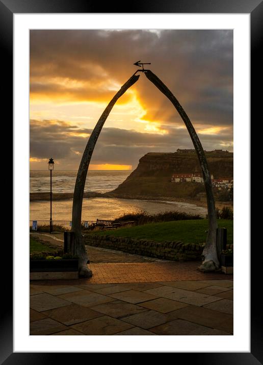 Whitby Whalebones At Sunrise Framed Mounted Print by Tim Hill