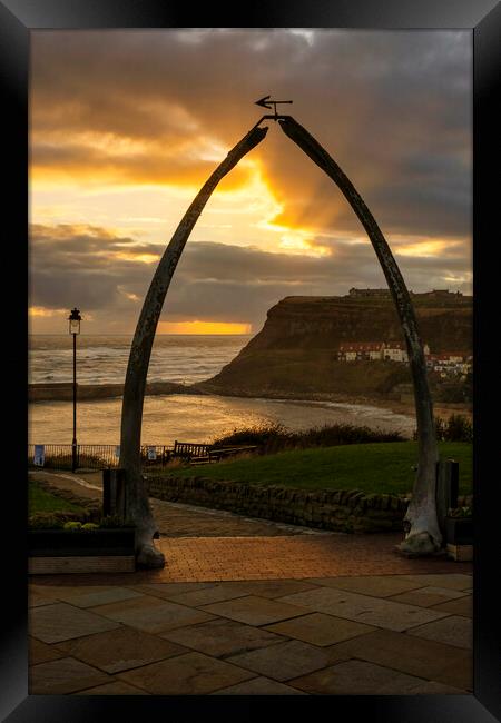 Whitby Whalebones At Sunrise Framed Print by Tim Hill