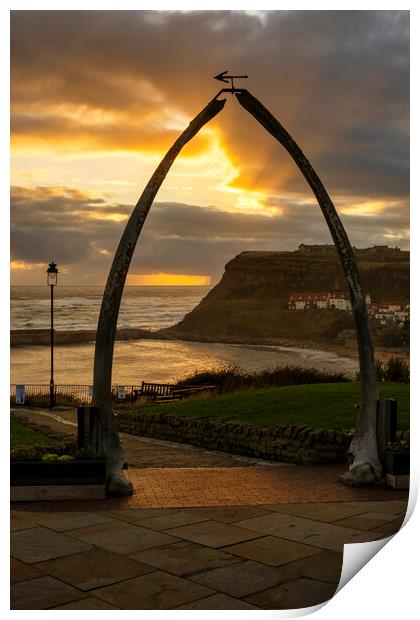 Whitby Whalebones At Sunrise Print by Tim Hill