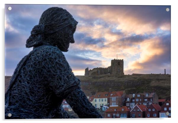 The Herring Girls Whitby Acrylic by Tim Hill