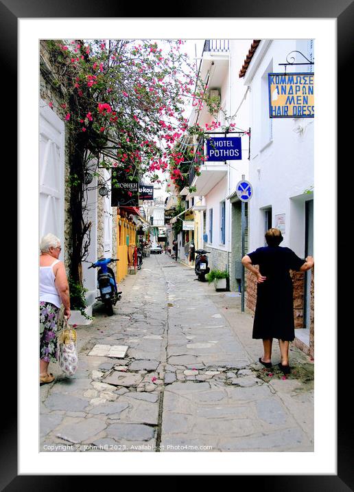 Skiathos Town back street, Greece. Framed Mounted Print by john hill