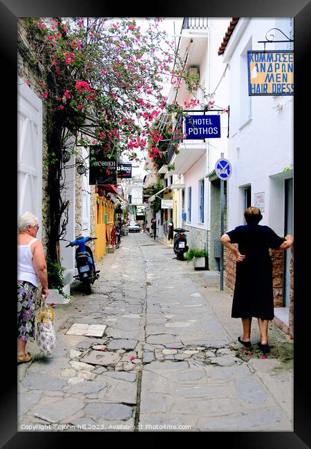 Skiathos Town back street, Greece. Framed Print by john hill