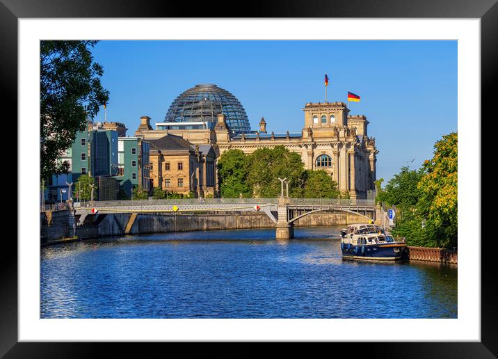 Reichstag From River Spree In Berlin Framed Mounted Print by Artur Bogacki