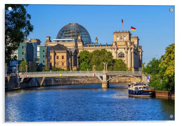 Reichstag From River Spree In Berlin Acrylic by Artur Bogacki