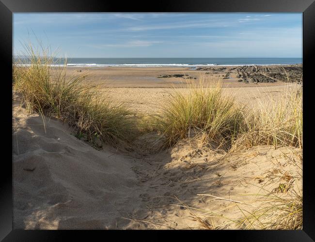Sand dunes at Croyde Beach Framed Print by Tony Twyman
