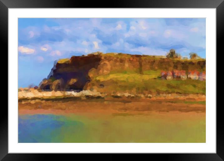 Whitby Cliffs - Modern Painting Effect Framed Mounted Print by Glen Allen