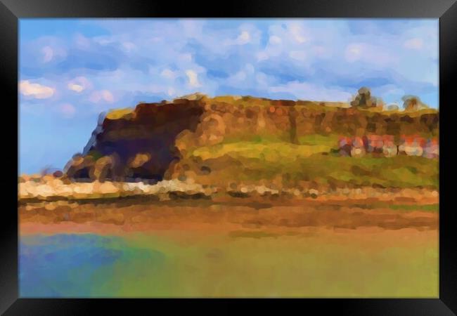 Whitby Cliffs - Modern Painting Effect Framed Print by Glen Allen