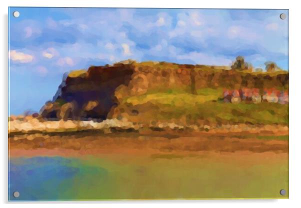 Whitby Cliffs - Modern Painting Effect Acrylic by Glen Allen
