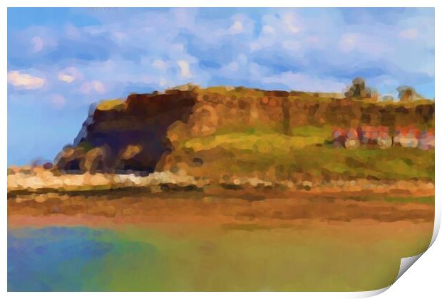 Whitby Cliffs - Modern Painting Effect Print by Glen Allen