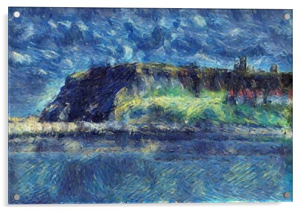 Whitby Cliffs - Impressionist Acrylic by Glen Allen