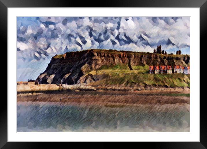 Whitby Cliffs - Pencil Sketch I Framed Mounted Print by Glen Allen