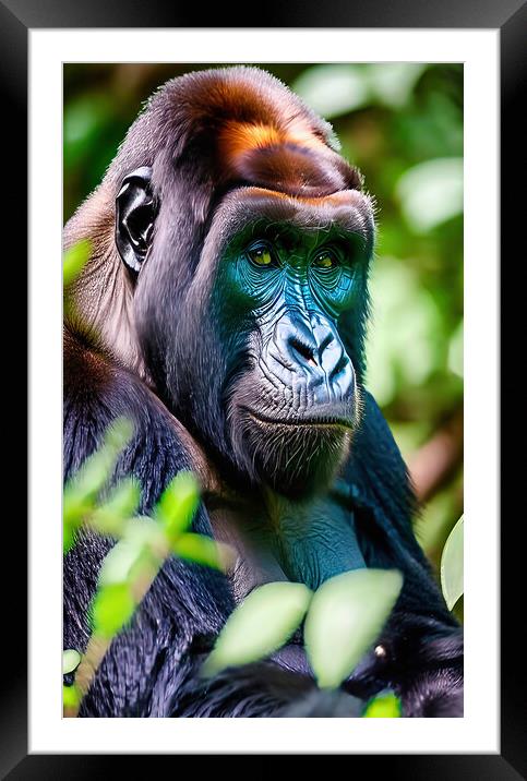 Contemplative King of the Jungle Framed Mounted Print by Roger Mechan