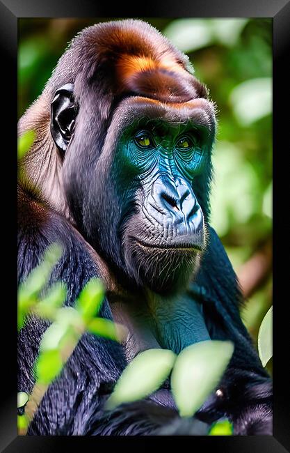 Contemplative King of the Jungle Framed Print by Roger Mechan
