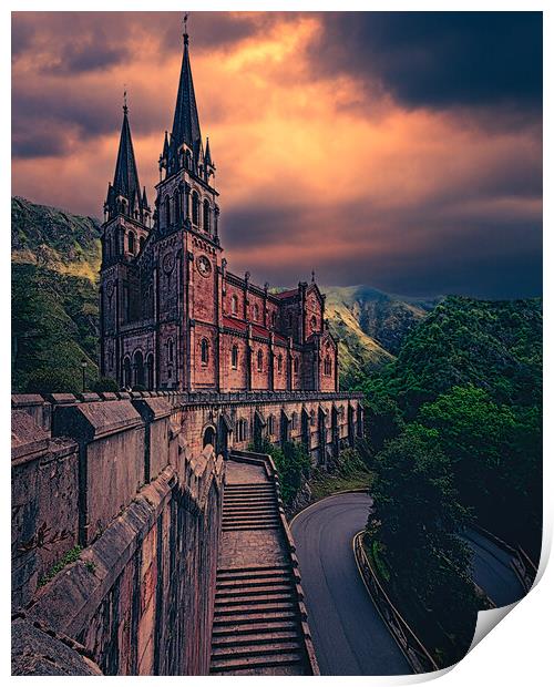 Basílica de Santa María la Real de Covadonga Print by Chris Lord