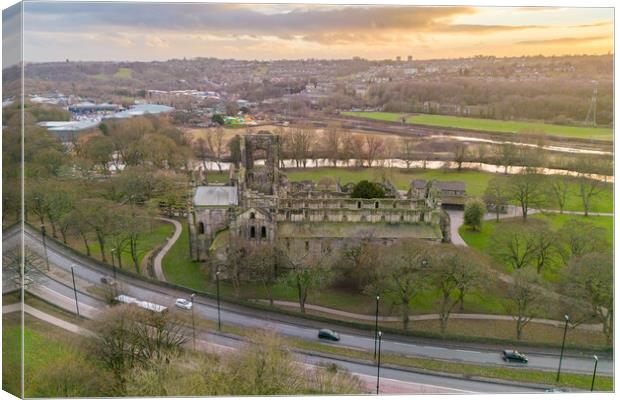 Kirkstall Abbey Sunset Canvas Print by Apollo Aerial Photography