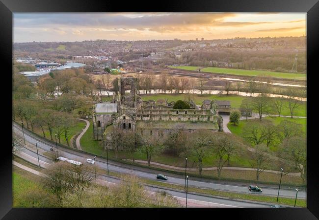Kirkstall Abbey Sunset Framed Print by Apollo Aerial Photography