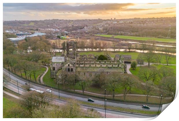 Kirkstall Abbey Sunset Print by Apollo Aerial Photography