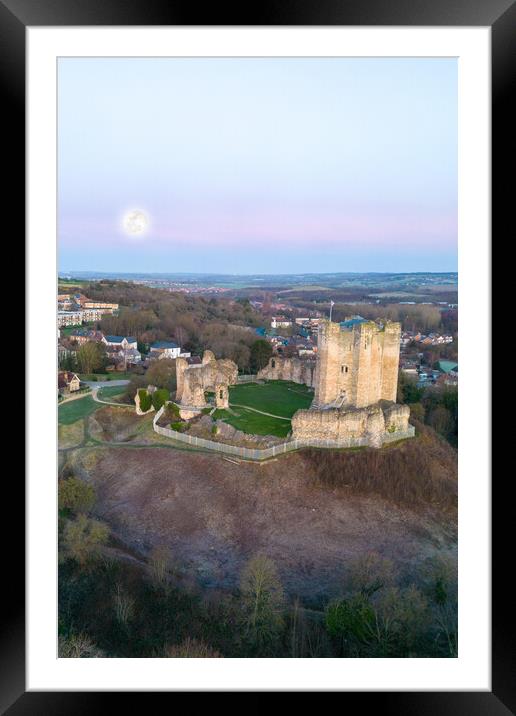 Conisbrough Castle Full Moon  Framed Mounted Print by Apollo Aerial Photography