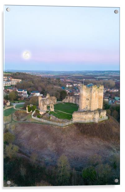 Conisbrough Castle Full Moon  Acrylic by Apollo Aerial Photography