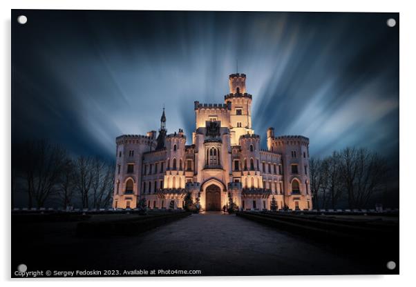 Castle Hluboka nad Vltavou in Czech republic. Acrylic by Sergey Fedoskin