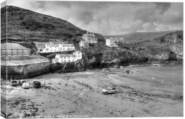 Port Isaac Black and White  Canvas Print by Diana Mower