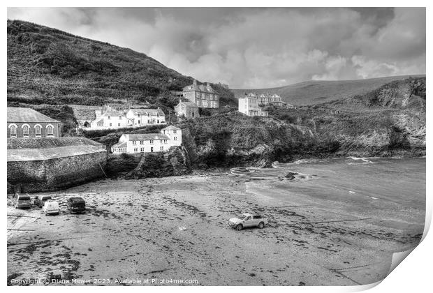 Port Isaac Black and White  Print by Diana Mower