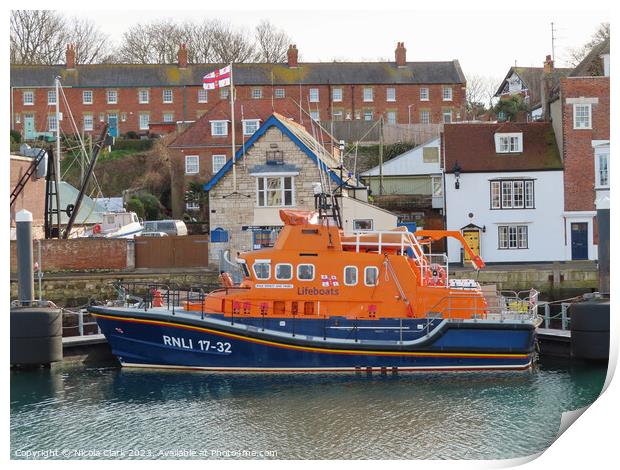 Brave Rescuers at Weymouth Lifeboat Station Print by Nicola Clark