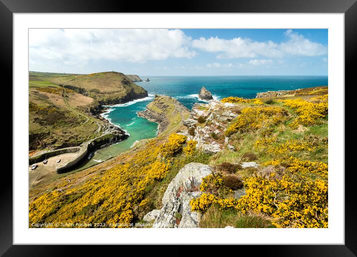 The harbour at Boscastle, Cornwall Framed Mounted Print by Justin Foulkes