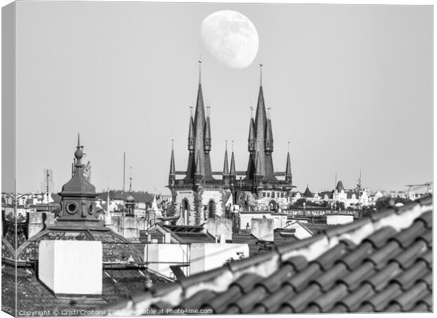 Gothic towers and the moon. Canvas Print by Cristi Croitoru