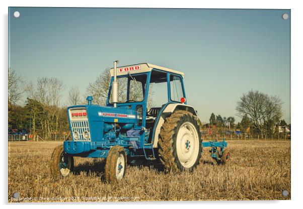 Ford 4000 Tractor and Plough Acrylic by Chris Gurton