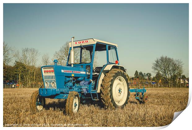 Ford 4000 Tractor and Plough Print by Chris Gurton