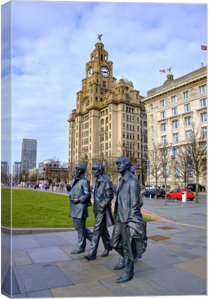Iconic Beatles Statues in Liverpool Canvas Print by Steve Smith