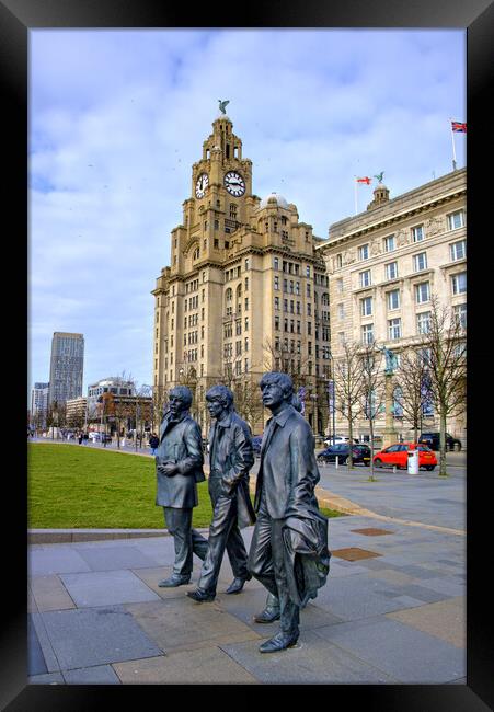 Iconic Beatles Statues in Liverpool Framed Print by Steve Smith
