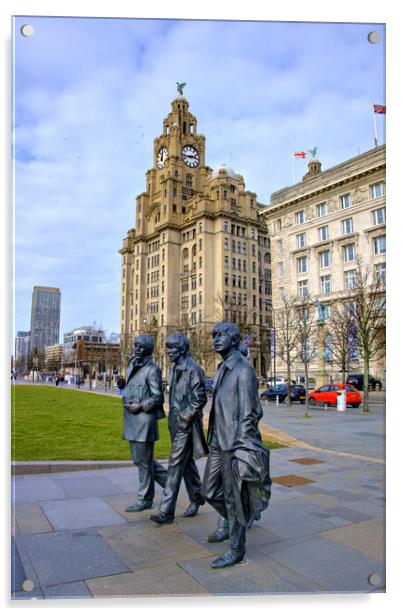 Iconic Beatles Statues in Liverpool Acrylic by Steve Smith