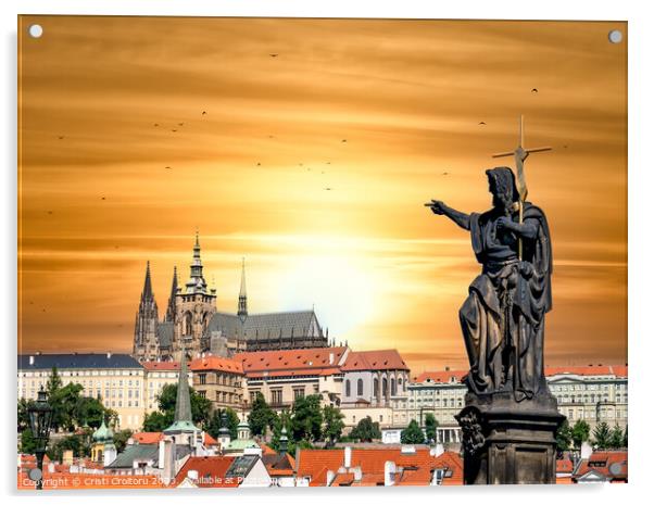  St. Vitus Cathedral in Prague Castle. Acrylic by Cristi Croitoru