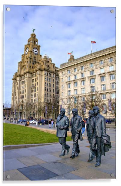 The Beatles Pier Head Liverpool Acrylic by Steve Smith