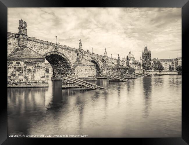 Charles Bridge over Vltava river in Prague. Framed Print by Cristi Croitoru