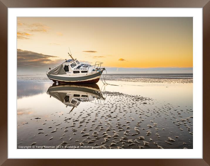 Serenity Awakens - Sunrise Mooring at Thorpe Bay,  Framed Mounted Print by Terry Newman