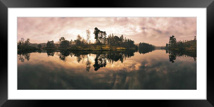Tarn Hows Panoramic Framed Mounted Print by Tim Hill