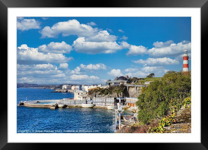 Serene Plymouth Sound View Framed Mounted Print by Roger Mechan