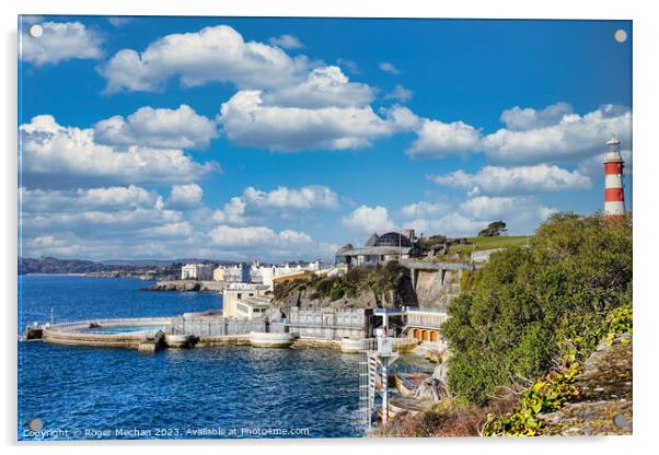 Serene Plymouth Sound View Acrylic by Roger Mechan