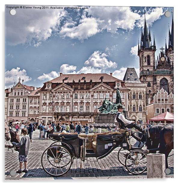 Prague - Wenceslas Square Acrylic by Elaine Young
